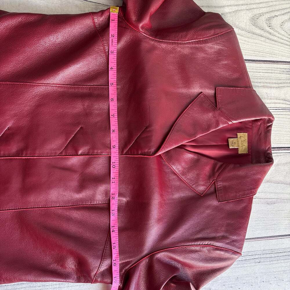 Vintage VTG CASLON Red Lambskin Leather Jacket SZ XS Moto Y2K Preppy Retro - Picture 7 of 12